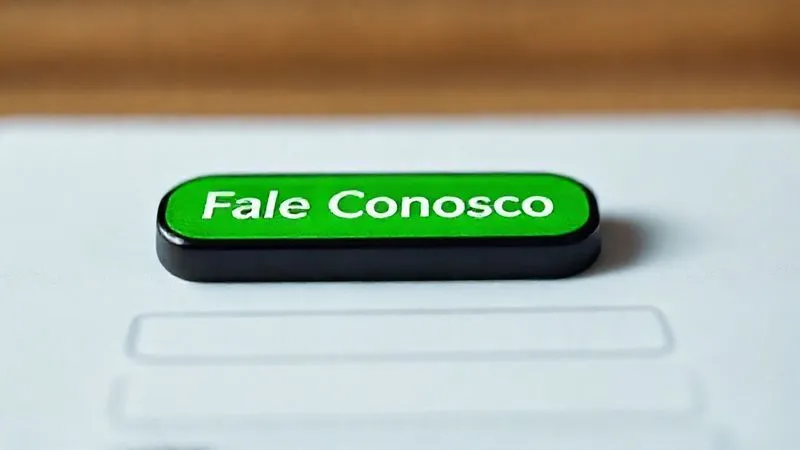 A photorealistic image of a vibrant green call-to-action button on a clean, modern digital contact form. The button has text like 'Fale Conosco' or 'Obtenha Sua Proposta'. Cinematic lighting, sharp focus, depth of field, 8K, professional photography, shot on a high-end DSLR.