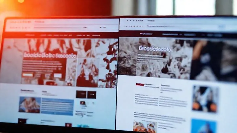A photorealistic, professional photography of a split screen showing two versions of a website's landing page (A and B). Version A has a less effective CTA and cluttered design, while Version B shows an optimized, clean design with a prominent, clear CTA. Cinematic lighting highlights the differences, sharp focus on the details of both pages, depth of field blurring the background, 8K hyper-detailed, shot on a high-end DSLR. The image clearly demonstrates the concept of A/B testing and its impact.