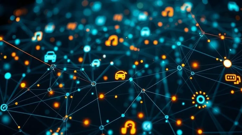 A photorealistic image of a complex web of interconnected digital nodes and lines, symbolizing the internet and online presence, with a small, struggling car repair shop icon barely visible amidst larger, brighter icons. Cinematic lighting, sharp focus on the complexity, 8K hyper-detailed.