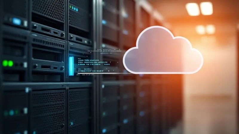 A photorealistic, professional photography image of a digital migration process, represented by data flowing smoothly from an old, slightly worn server rack to a sleek, modern cloud icon. Cinematic lighting, sharp focus on the data transfer, depth of field blurring the background, 8K hyper-detailed, shot on a high-end DSLR.