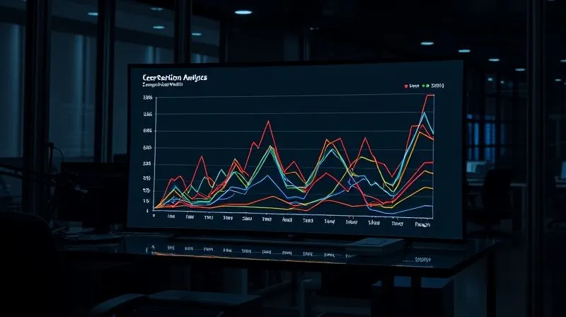 A photorealistic image of a complex cohort analysis graph showing user retention rates over several months, with different colored lines representing different cohorts. The graph is displayed on a large monitor in a dimly lit, high-tech office. Cinematic lighting, 8K hyper-detailed, shot on a high-end DSLR.