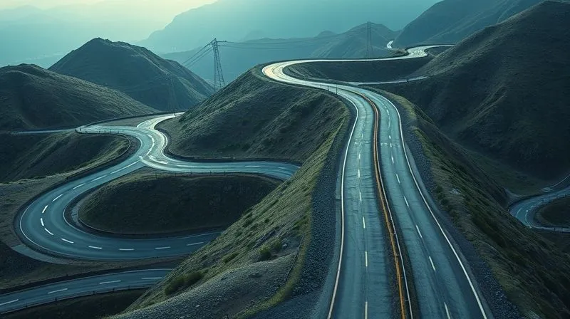 A photorealistic image of a winding, complex road with several misleading forks, and a clear, well-lit path emerging from it, representing avoiding pitfalls and finding the right way. The scene is dramatic and symbolic. 8K, cinematic lighting, sharp focus, depth of field, shot on a high-end DSLR.