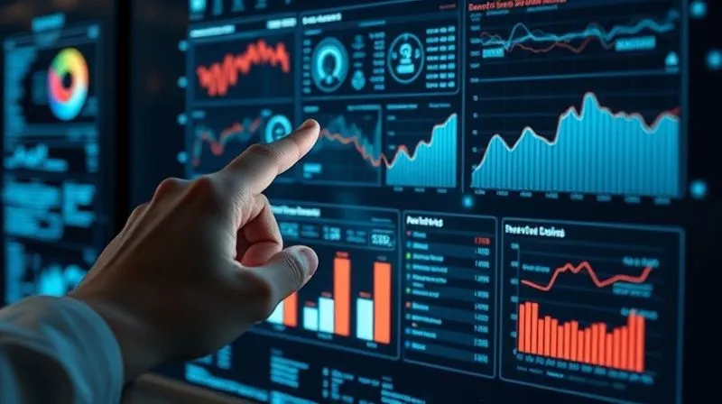A photorealistic image of a futuristic data visualization projected onto a glass screen, with various charts, graphs, and heatmaps related to user behavior on a landing page. A hand points to a specific data point. Cinematic lighting, sharp focus on the data, depth of field, 8K hyper-detailed, professional photography.
