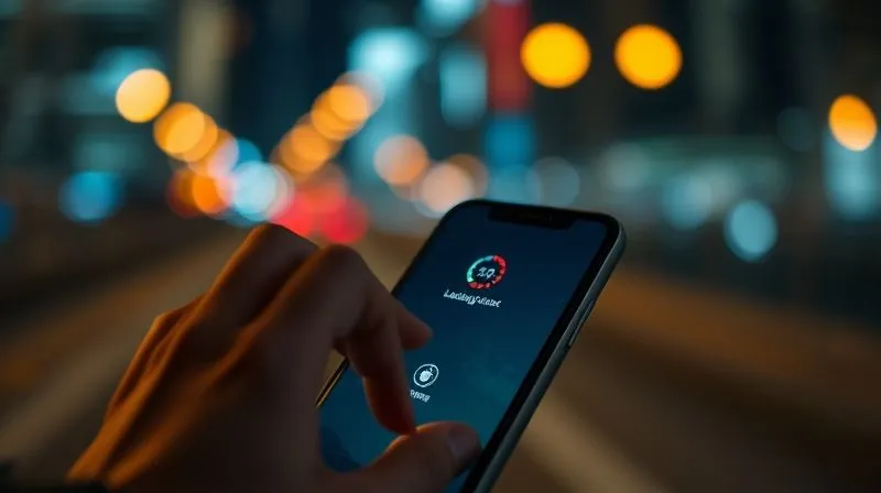 A photorealistic image of a frustrated user trying to navigate a slow-loading, poorly designed website on a smartphone, with digital "loading" icons spinning endlessly. The background shows blurred city lights at night, emphasizing the fast-paced digital world. 8K, cinematic lighting, sharp focus, depth of field, professional photography, shot on a high-end DSLR.