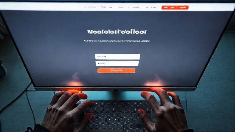 A photorealistic, top-down view of a beautifully designed, minimalist landing page on a high-resolution monitor, with key elements highlighted by subtle, glowing lines. The screen shows a clear headline, a concise form, and a prominent call-to-action button. Hands are seen interacting with a mouse and keyboard, suggesting engagement. Cinematic lighting, sharp focus, depth of field, 8K hyper-detailed, professional photography, shot on a high-end DSLR.