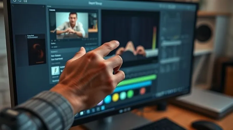 Photorealistic, professional photography, 8K, cinematic lighting, a photographer's hand meticulously adjusting color curves in Adobe Lightroom on a large, high-resolution, calibrated monitor. A monitor calibrator device is subtly visible on the side of the screen. The background shows a blurred, organized photography workstation with a keyboard and mouse. Sharp focus on the screen and the hand, depth of field, shot on a high-end DSLR.