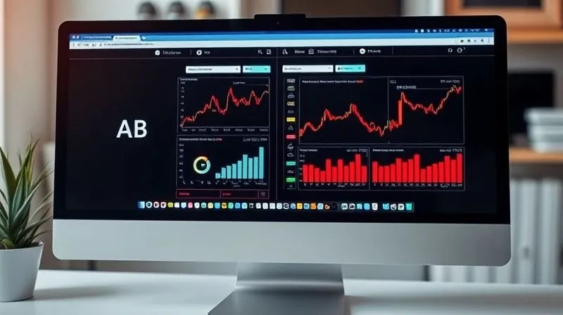 A photorealistic image of a split screen on a computer monitor, one side showing a landing page variation A and the other showing variation B, with analytical charts and graphs overlaid, representing A/B testing and conversion rate optimization. Cinematic lighting, sharp focus on the data, depth of field, 8K hyper-detailed, shot on a high-end DSLR.