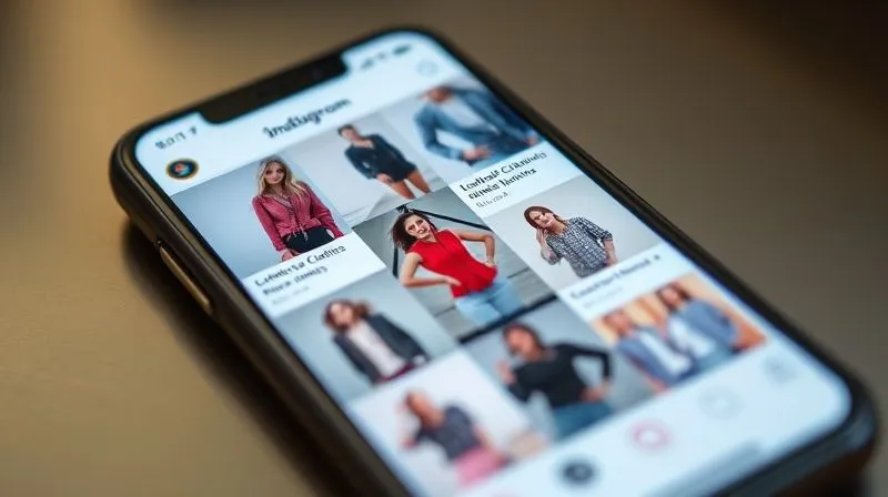 A photorealistic image of a smartphone screen displaying a vibrant social media feed, with various posts showcasing stylish used clothing. The feed includes engaging captions, relevant hashtags, and comments, emphasizing community interaction and effective digital marketing for second-hand fashion. Professional photography, 8K, cinematic lighting, sharp focus, depth of field, shot on a high-end DSLR.